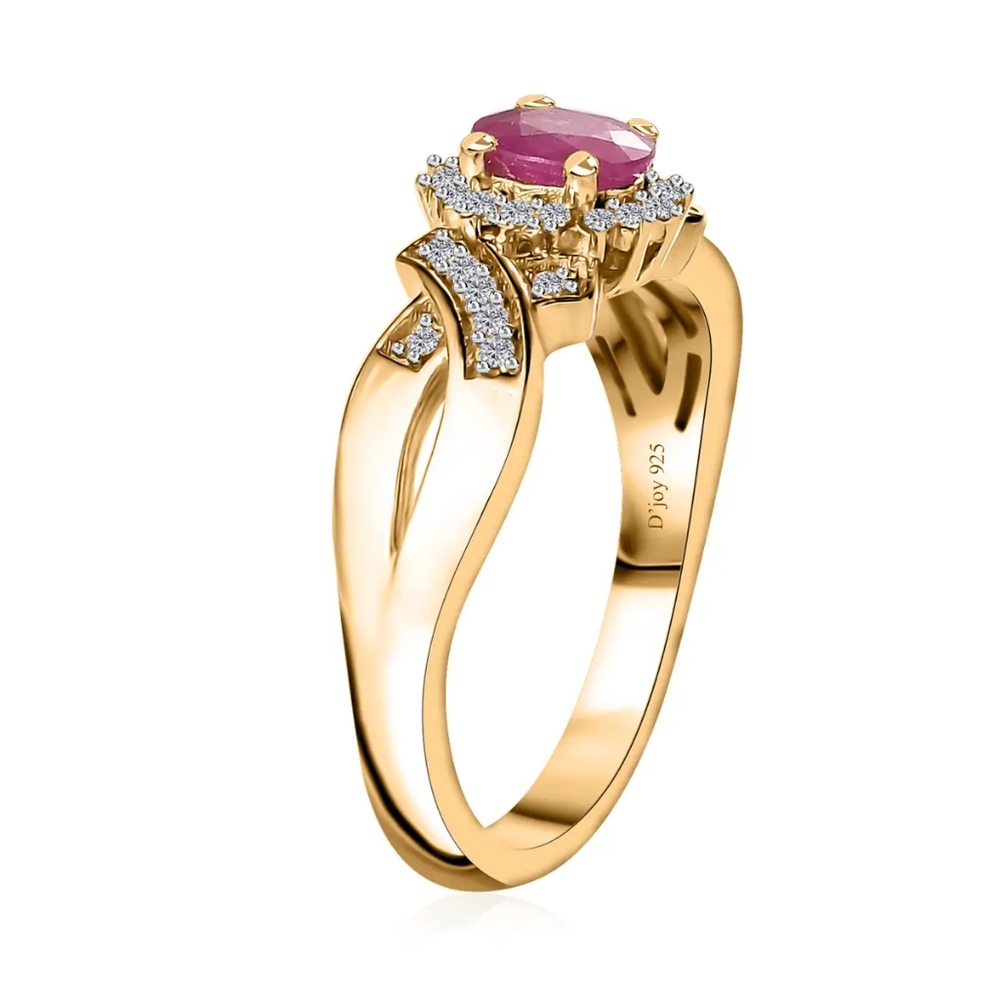 Genuine Montepuez Ruby and White Zircon Ring - Picture 2 of 6